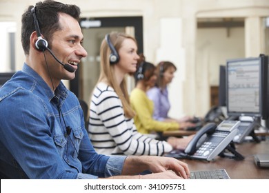 Male Customer Services Agent In Call Centre