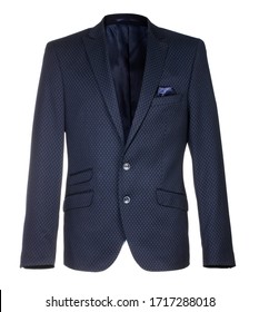 Male Dark Blue Blazer Isolated On White