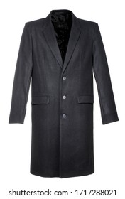 Male Dark Grey Warm Long Coat Isolated