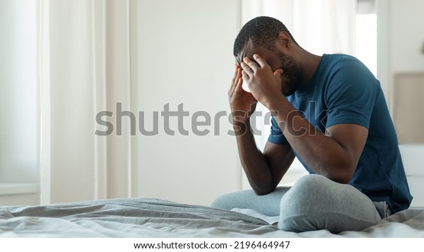 Male Depression African American Guy Crying Stock Photo 2196464947 ...