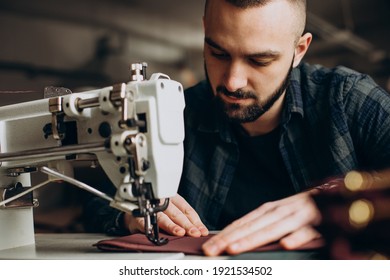 Male Designer Leather Tailor Working Factory Stock Photo 1921534502 ...