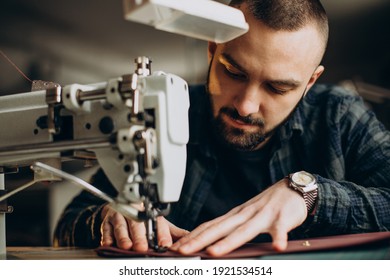 Male Designer Leather Tailor Working Factory Stock Photo 1921534514 ...