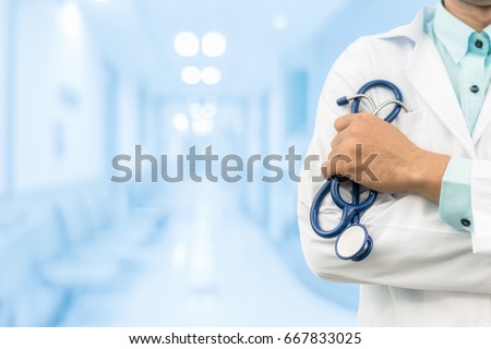 Male Doctor in the Hospital. Concept Of Medical Technology, Healthcare Institute and Medical School.