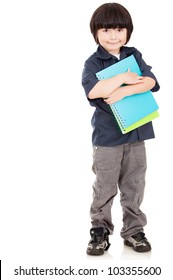 Male Elementary School Student - Isolated Over A White Background