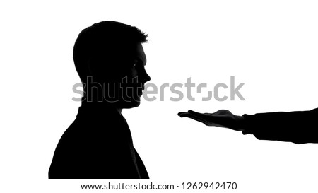 Male empty hand in front businessman face, asking money, bribe extortion, credit