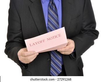 Male Executive Receiving The Pink Slip Layoff Notice