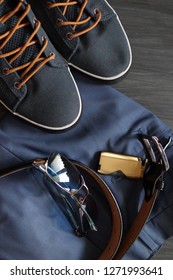 Male Fashion Accessories And Trousers And Shoes. Mens Fashion Accessories