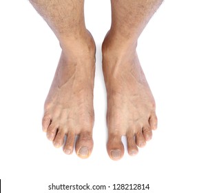 Male feet isolated on white background