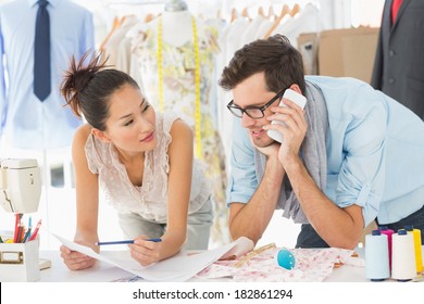 Male Female Fashion Designers Work Studio Stock Photo 182861294