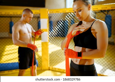 Male And Female MMA Fighters Wraps Bandages