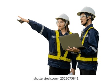 Male and female technicians taking notes isolated - Powered by Shutterstock