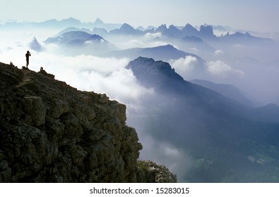 Male Gazing At Stunning Mountain Vista