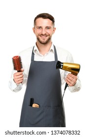 Male Hairdresser On White Background