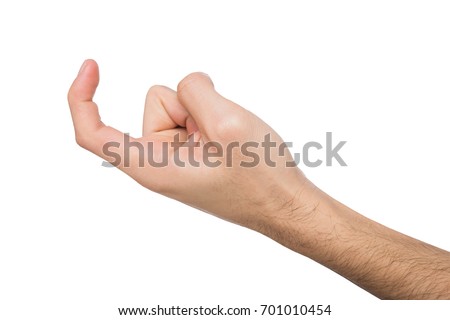 Male hand beckoning isolated on white background. Man gesturing with one finger, come here symbol Stock photo © 