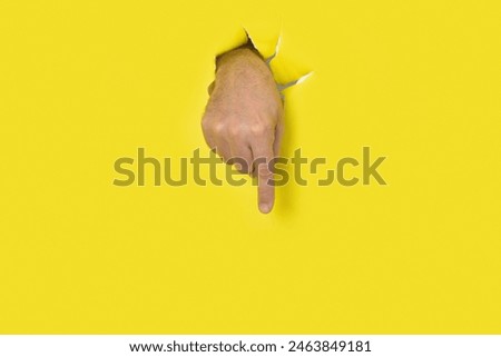 Similar – Image, Stock Photo Male hand comes out of a pile of leaves. Concept fall fun
