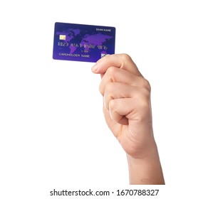 Male Hand With Credit Card On White Background