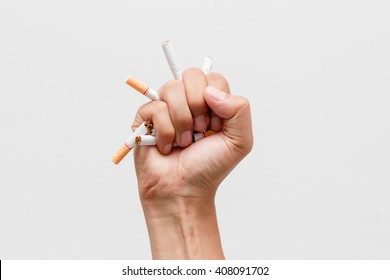  Male Hand Crushing Cigarette, Concept Quitting Smoking,World No Tobacco Day