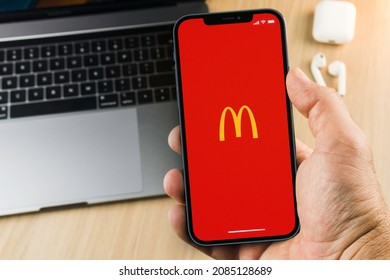 Male Hand Holding Smartphone Mc Donalds Stock Photo (Edit Now) 2085128689