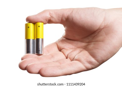 yellow batteries AA background