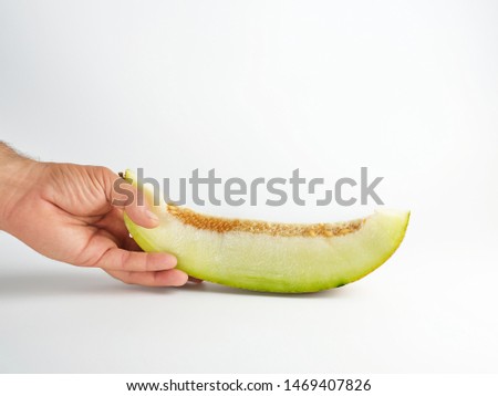 Similar – Foto Bild Stück reife Melone mit Samen