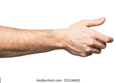 Male Hand Offering For Handshake, Over White Background