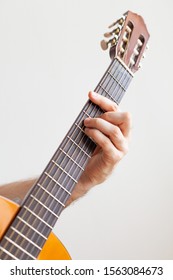 Male Hand On Guitar Fretboard G Major