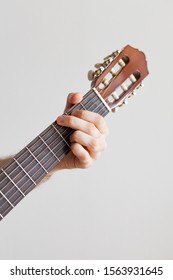 Male Hand On Guitar Fretboard G Major