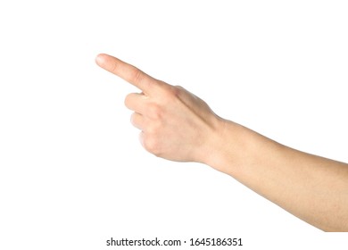 Male hand points, isolated on white background. Gestures - Shutterstock ID 1645186351