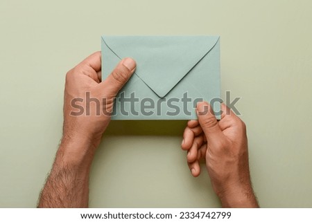 Similar – Image, Stock Photo Envelope with paper hand drawn flowers deco arrangement on neutral background. Greetings concept, invitation, wedding birthday card.