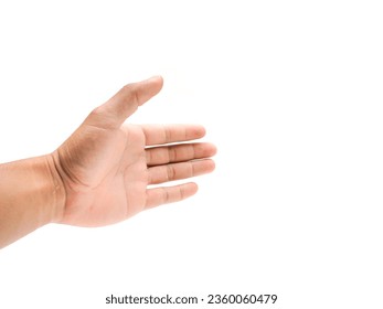 Male hands extended forward to shake hands or grab something on white background business concept. - Powered by Shutterstock