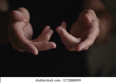 Male hands show different gestures hand movements. - Shutterstock ID 1772888999