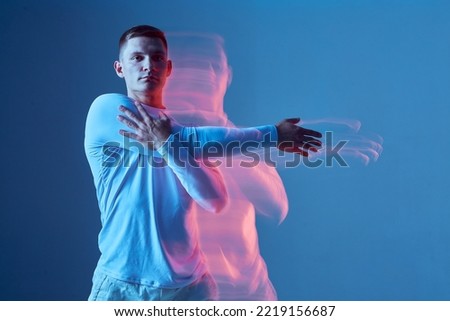 Similar – Image, Stock Photo Long exposure, male portrait