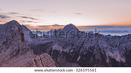 Similar – Image, Stock Photo Autumn mountain panorama. Sunny meadow and colorful forest