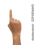 male Indian Voter Hand with a voting sign or ink pointing vote for India on background with copy space election commission of India        