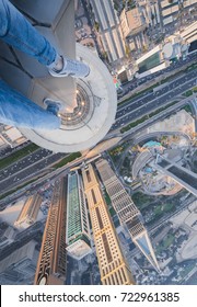 Male Legs Of Rooftop Of Millennium Plaza Hotel Dubai On Sheikh Zaid Highway, Tower, Al Yaqoub Tower, Capricorn Tower, Maze Tower, Dubai, UAE