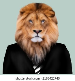 Male Lion Avatar Wearing Black Suit With Inspro Style.