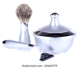 Male Luxury Shaving Kit Isolated On White