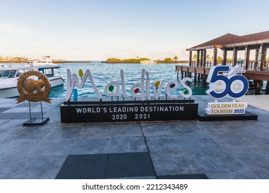 Male, Maldives - July 31, 2021: Airport Pier For Tourists