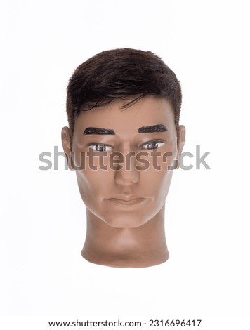 male mannequin head with hair isolated on white background