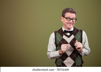 Male Nerd With Bowtie Makes A Face