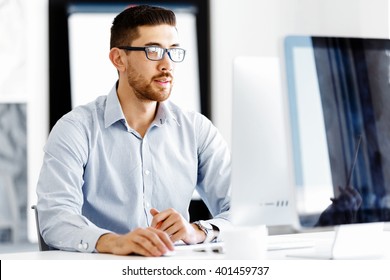 Male Office Worker Sitting Desk Stock Photo 401459737 | Shutterstock