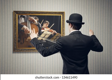 1 S Suit, Museum, Surreal, Surrealistic, Vintage Wallpaper, Orchestra