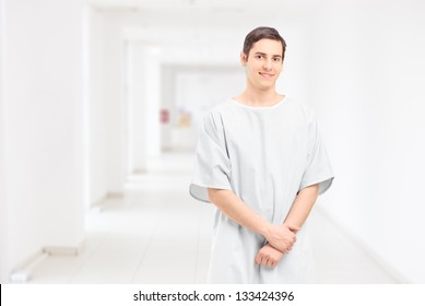 A male patient posing in a hospital corridor - Powered by Shutterstock