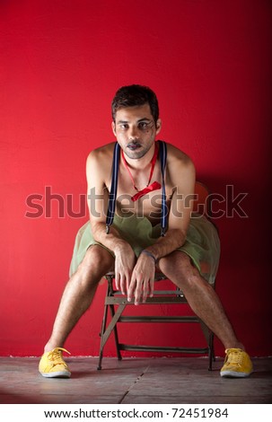 Similar – Image, Stock Photo Black shirtless man sitting with basketball