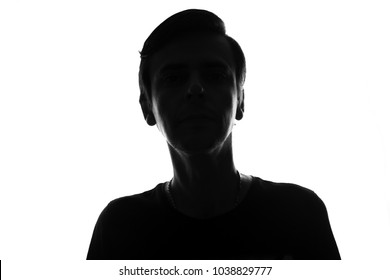 Male person silhouette over white