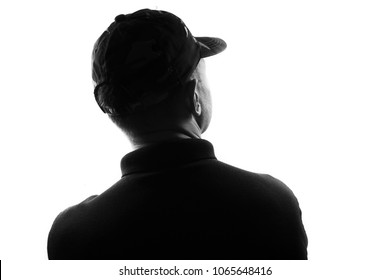 Male Person Silhouette,back Lit Over White