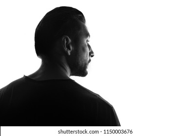 Male Person Silhouette,back Lit Over White