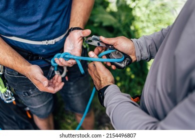 Male Persons Tying Rope Hook Getting Stock Photo 2154496807 | Shutterstock