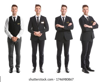 Male Receptionist On White Background