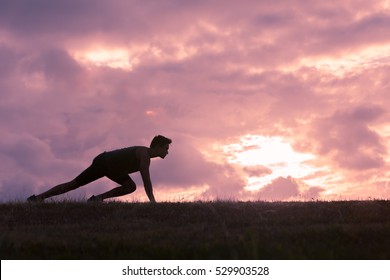 Male Runner At Start. Ready Set Go. 